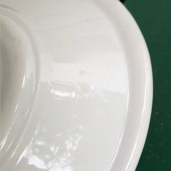 Vintage Walker China White & Green Stripe Diner Ware Ironstone Oval Soap Dish - Picture 5 of 7